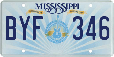 MS license plate BYF346
