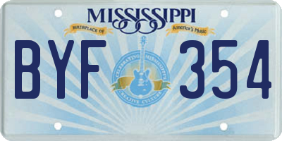 MS license plate BYF354