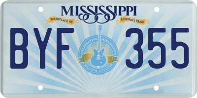 MS license plate BYF355