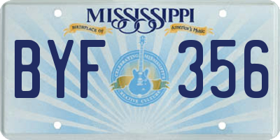 MS license plate BYF356