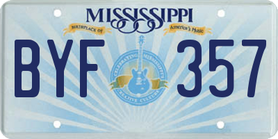 MS license plate BYF357