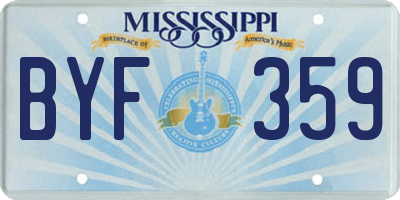 MS license plate BYF359