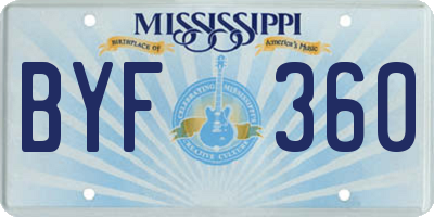 MS license plate BYF360