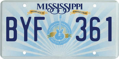 MS license plate BYF361