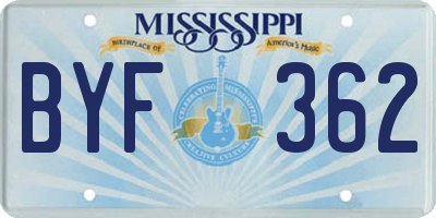 MS license plate BYF362