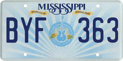 MS license plate BYF363