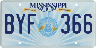 MS license plate BYF366