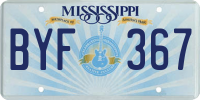 MS license plate BYF367