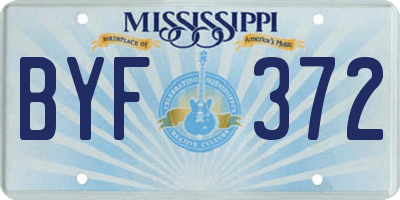MS license plate BYF372