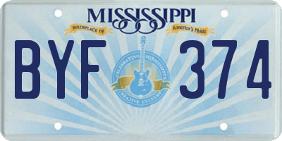 MS license plate BYF374