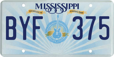 MS license plate BYF375