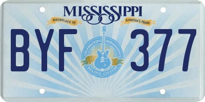 MS license plate BYF377