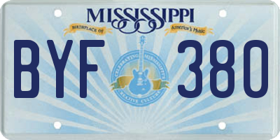 MS license plate BYF380
