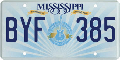 MS license plate BYF385