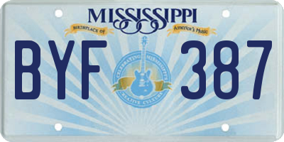 MS license plate BYF387