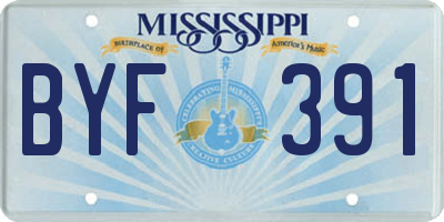 MS license plate BYF391