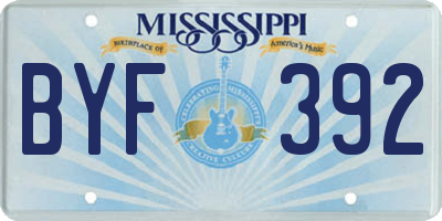 MS license plate BYF392