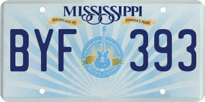 MS license plate BYF393