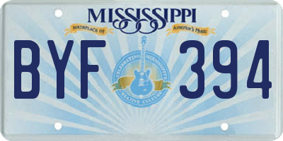 MS license plate BYF394