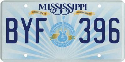 MS license plate BYF396