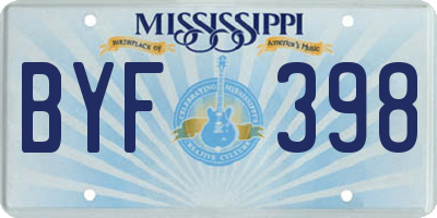 MS license plate BYF398
