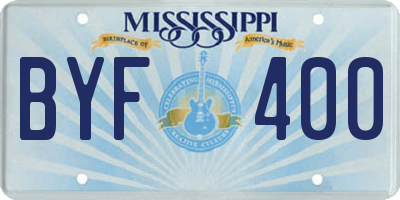 MS license plate BYF400