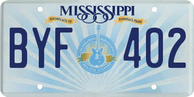 MS license plate BYF402