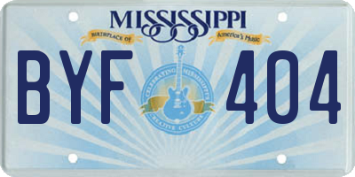 MS license plate BYF404
