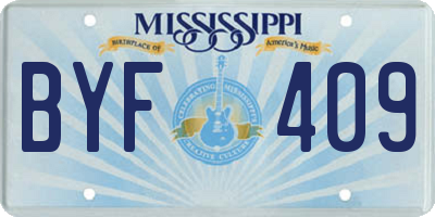 MS license plate BYF409