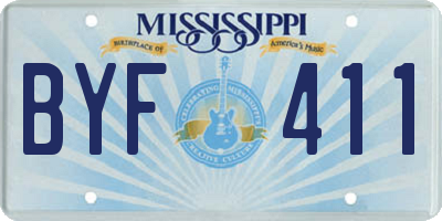 MS license plate BYF411