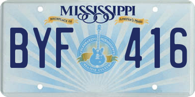 MS license plate BYF416