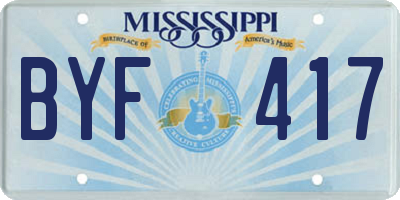 MS license plate BYF417