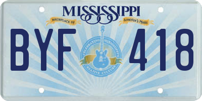 MS license plate BYF418
