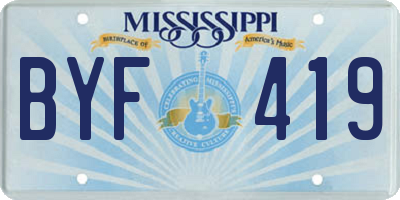MS license plate BYF419