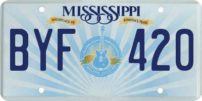 MS license plate BYF420