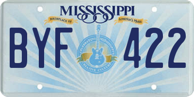 MS license plate BYF422