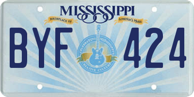 MS license plate BYF424
