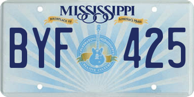 MS license plate BYF425