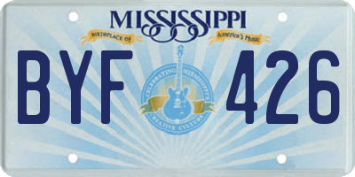 MS license plate BYF426