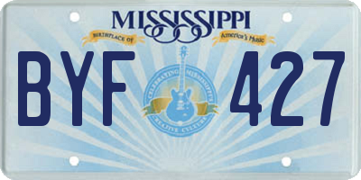 MS license plate BYF427