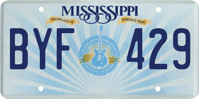 MS license plate BYF429