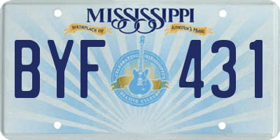 MS license plate BYF431
