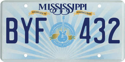 MS license plate BYF432