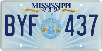 MS license plate BYF437