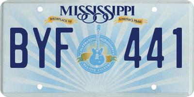 MS license plate BYF441