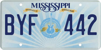 MS license plate BYF442