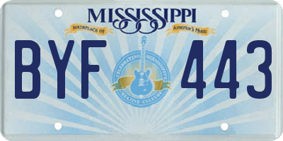 MS license plate BYF443
