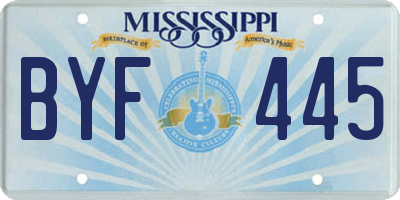 MS license plate BYF445