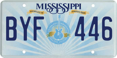 MS license plate BYF446