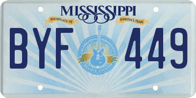MS license plate BYF449
